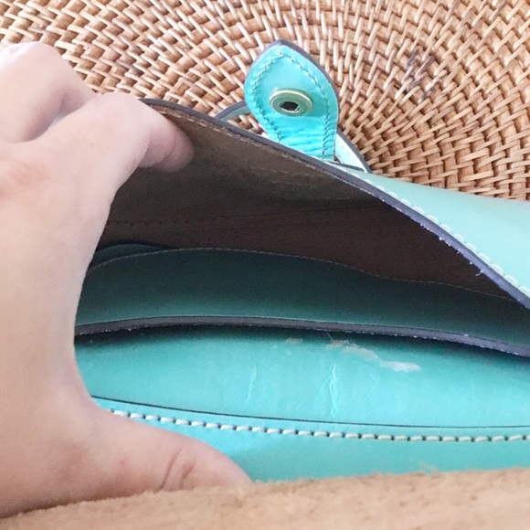 DOONEY and BOURKE Authentic Vintage Turquoise Leather Crossbody Shoulder Bag - Picture 8 of 9